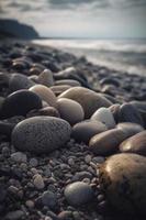 kiezelsteen stenen Aan de strand - zacht focus met wijnoogst filter foto