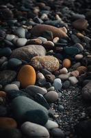 kiezelsteen stenen Aan de strand - zacht focus met wijnoogst filter foto