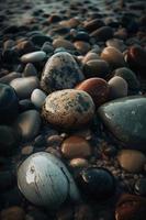 kiezelsteen stenen Aan de strand - zacht focus met wijnoogst filter foto