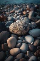 kiezelsteen stenen Aan de strand - zacht focus met wijnoogst filter foto