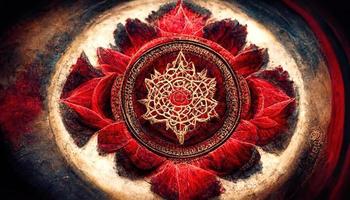 rood amulet, mandala. ai veroorzaken. foto