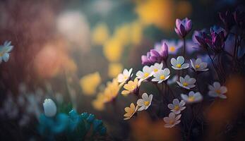 foto kleurrijk voorjaar bloemen achtergrond, wazig bokeh effect