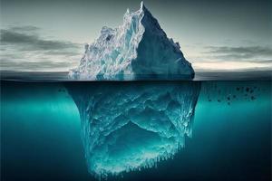 digitaal illustratie van een ijsberg in de oceaan. ai foto