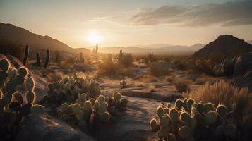 zonsondergang in Joshua boom nationaal park, Californië, Verenigde staten foto