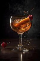Manhattan cocktail, gemaakt met generatief ai foto