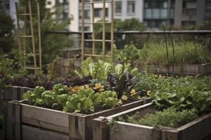 stedelijk tuin, gemaakt met generatief ai foto