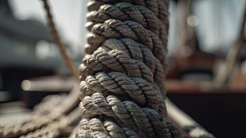 touwen van een oud het zeilen schip gorch gek. generatief ai. foto