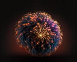 vuurwerk deeltjes Bij nacht. realistisch kleurrijk pyrotechniek groet tonen vakantie concept. foto