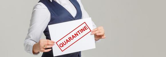 opschrift quarantaine teken. coronavirus quarantaine. afstand aan het leren online onderwijs. foto