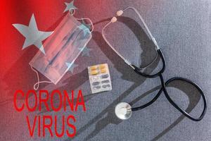 mers-cov Chinese infectie roman corona virus, stethoscoop detailopname. foto