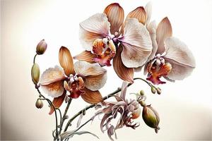 mooi orchidee schilderen, wit achtergrond. ai digitaal illustratie foto