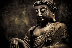 Boeddha standbeeld dichtbij omhoog beeld generatief ai foto