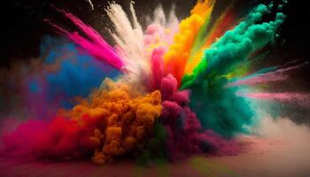 holi verf kleur poeder mooi explosie dichtbij omhoog beeld generatief ai foto