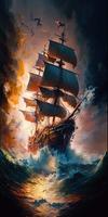 enorm piraat schip groot spatten groot transparant foto