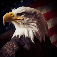 Amerikaans vlag en adelaar dichterbij visie generatief ai foto