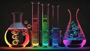 test buis en fles gebruikt voor wetenschappelijk Onderzoek generatief ai foto