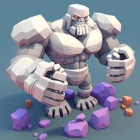 steen voogd golem illustratie, 3d, schattig stijl. ai foto