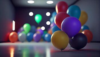 verjaardag partij achtergronden ballonnen confetti partij gadgets ai gegenereerd beeld foto
