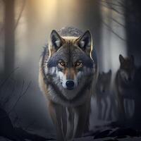 wolf werkzaamheid illustratie ai gegenereerd foto