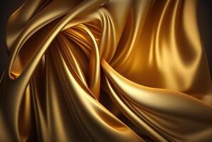 abstract goud kleding stof achtergrond structuur met gouden elegant satijn materiaal. generatief ai foto