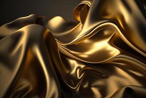 abstract goud kleding stof achtergrond structuur met gouden elegant satijn materiaal. generatief ai foto