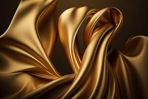 abstract goud kleding stof achtergrond structuur met gouden elegant satijn materiaal. generatief ai foto