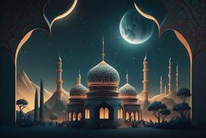 Islamitisch moskee achtergrond, Ramadan concept. generatief ai foto