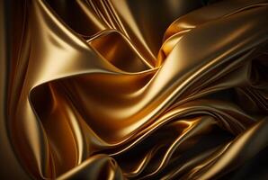 abstract goud kleding stof achtergrond structuur met gouden elegant satijn materiaal. generatief ai foto