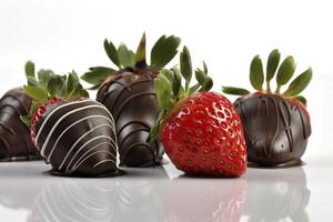 aardbeien in chocola. generatief ai. foto