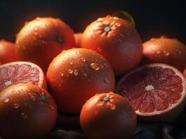 mooi biologisch achtergrond van vers geplukt grapefruits gemaakt met generatief ai technologie foto
