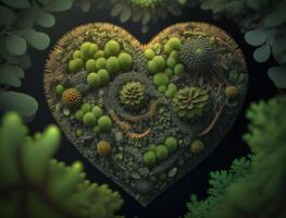 groen hart dat vertegenwoordigt milieu bescherming gemaakt met generatief ai technologie foto