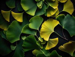 ginkgo biloba groen bladeren achtergrond gemaakt met generatief ai technologie foto