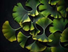 ginkgo biloba groen bladeren achtergrond gemaakt met generatief ai technologie foto