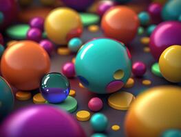 kleurrijk ballen dynamisch vloeistof vormen achtergrond gemaakt met generatief ai technologie foto