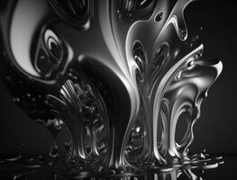 een metalen abstract golvend vloeistof achtergrond generatief ai technologie foto