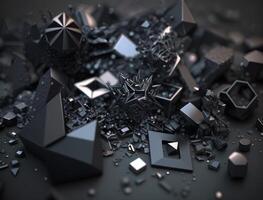 abstract zwart meetkundig achtergrond divers vormen vlak leggen gemaakt met generatief ai technologie foto
