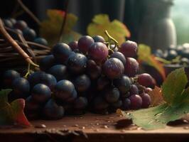 mooi biologisch achtergrond van vers geplukt druiven gemaakt met generatief ai technologie foto