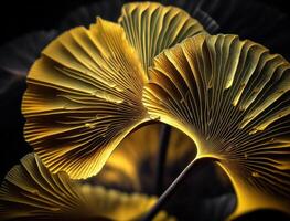 ginkgo biloba gouden bladeren donker achtergrond gemaakt met generatief ai technologie foto