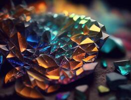 een eindeloos fractals gemaakt van doorzichtig veelkleurig Kristallen natuurlijk edelsteen generatief ai technologie foto