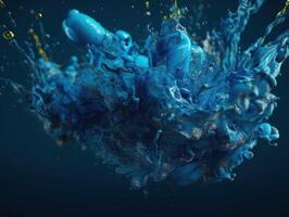blauw waterverf verf in water achtergrond gemaakt met generatief ai technologie foto