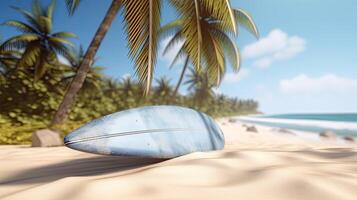 strand zomer tropisch reizen plek surfing bord achtergrond ai gegenereerd foto