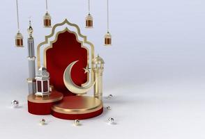 Ramadan kareem 3d podium stadium Islamitisch vakantie eid viering geven foto