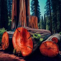 reusachtig gekapt sequoia, groot mahonie, symbool van Verenigde Staten van Amerika - ai gegenereerd beeld foto
