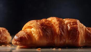 detailopname foto van croissant. generatief ai