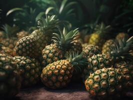 mooi biologisch achtergrond van vers geplukt ananas gemaakt met generatief ai technologie foto