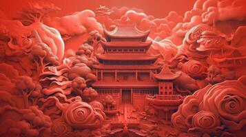 levendig en levendig 3d Chinese illustratie. generatief ai foto