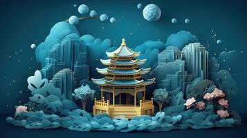 levendig en levendig 3d Chinese illustratie. generatief ai foto