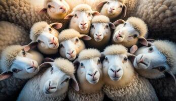 grappig schapen nemen een selfie Aan de boerderij. generatief ai foto