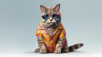 grappig zomer kat. illustratie ai generatief foto