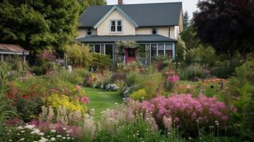 zomer tuin. illustratie ai generatief foto